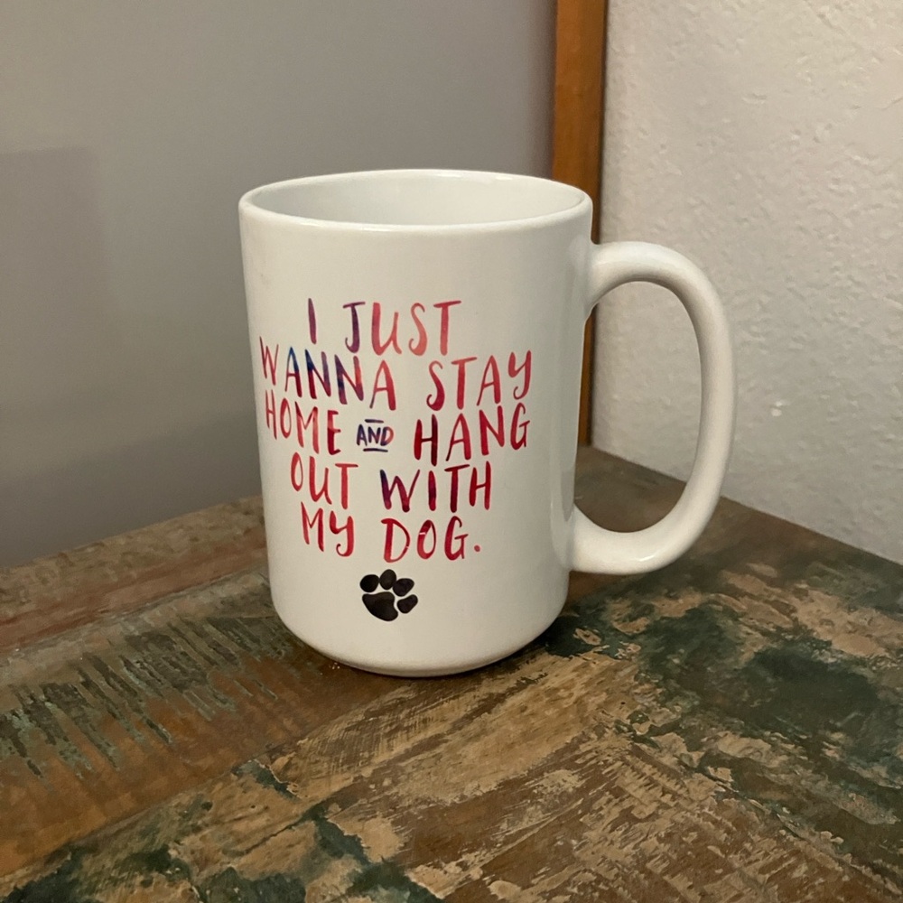 Playful Dog Lover's Mug with Pink Text
